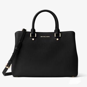 Michael Kors Black Savannah Saffiano Leather Satchel
